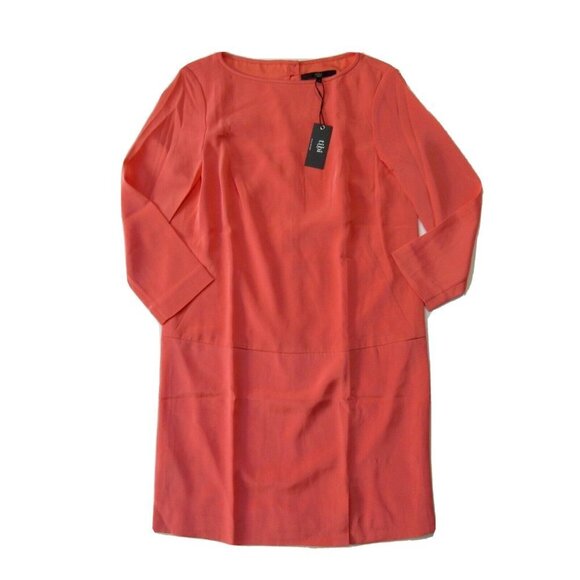 NWT Tibi New York Essential Shift in Coral Slit Hem Silk Dress 0 - Picture 1 of 5